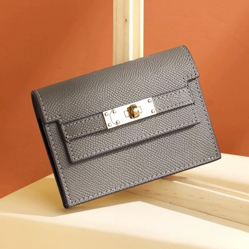 Gray Leather Wallet - Unbranded